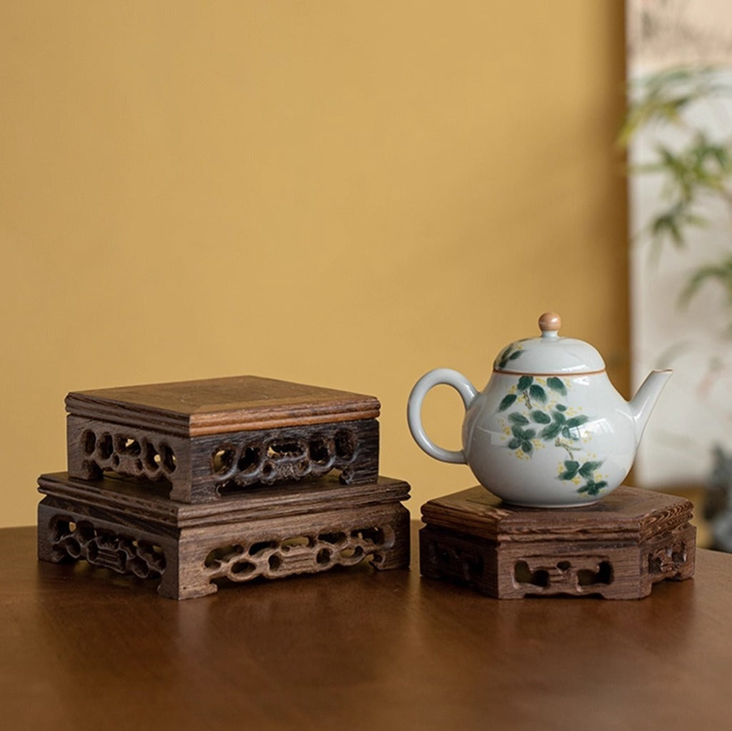 Macassar Ebony Wooden Base – Square or Hexagonal Base for Showcasing Items | Zen Ara Grove