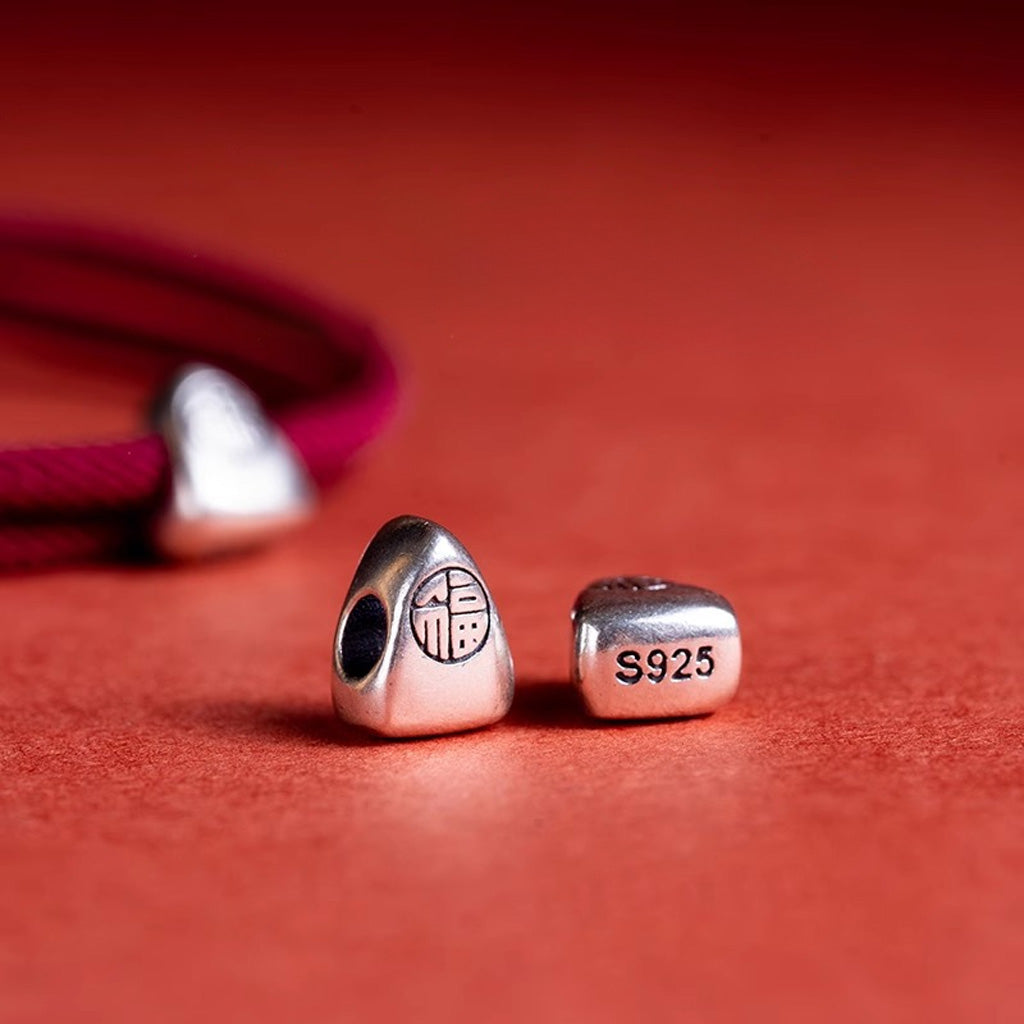Adjustable Hand-Braided S925 Sterling Silver Fu Bracelet — Blessing & Strength
