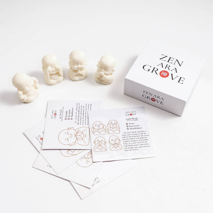 Limited Time Offer · Hand-Carved Tagua Nut "The Four Little Zen Monks" Figurines | Zen Ara Grove