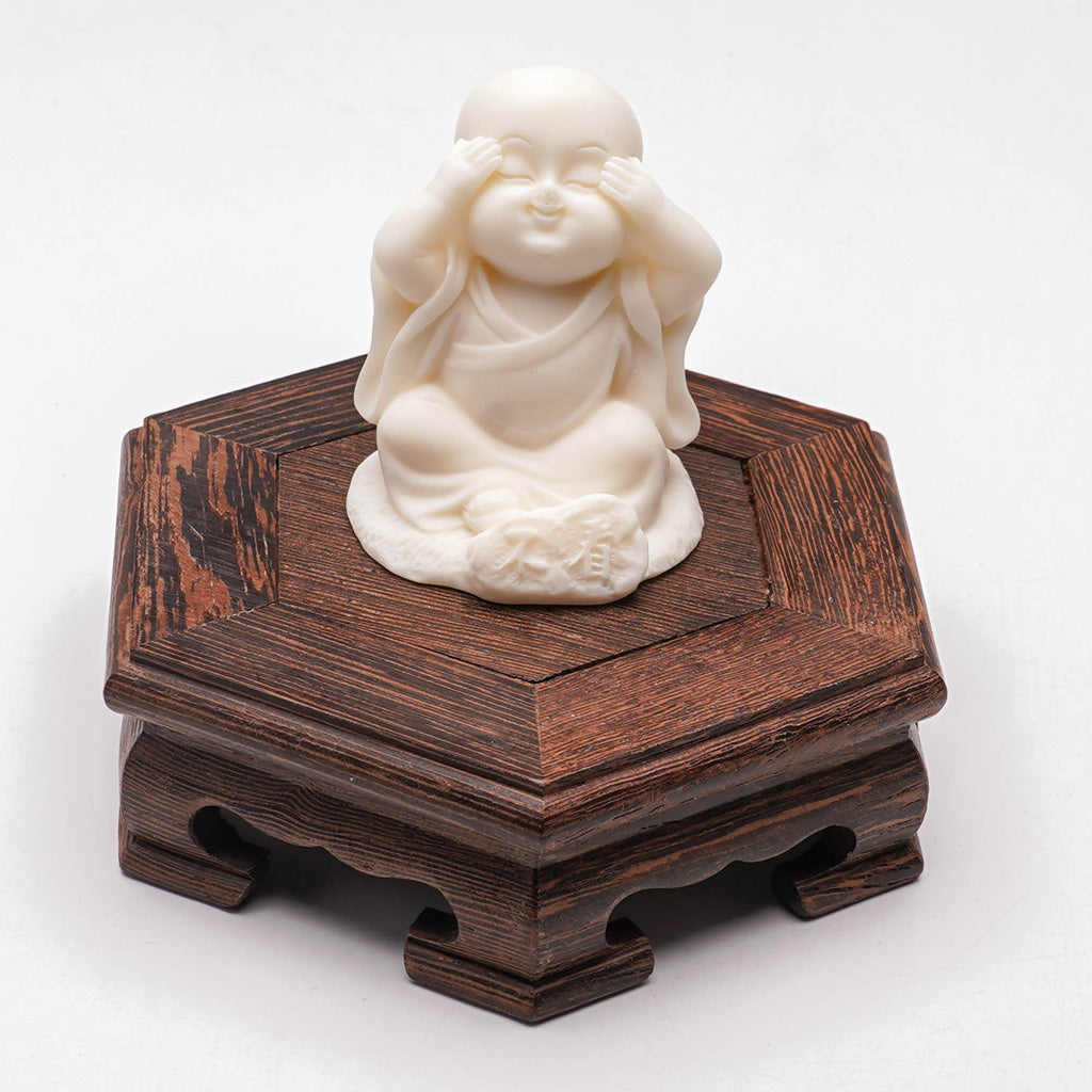 Hand-Carved Tagua Nut "The Three Little Zen Monks" Figurines | Zen Ara Grove