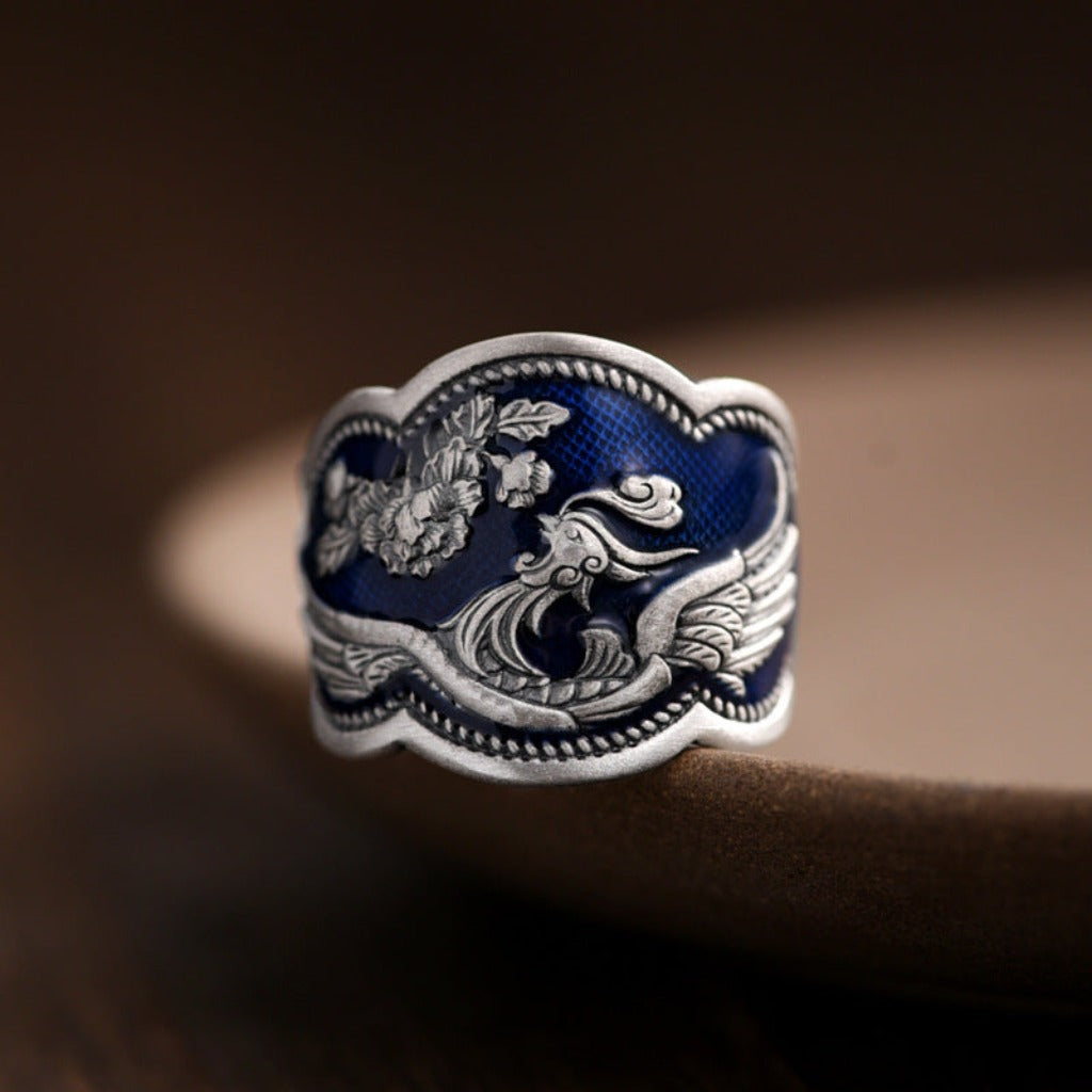 Enamel Peacock Ring  | Zen Ara Grove