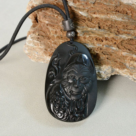 Obsidian Pendant of the Monkey King | Zen Ara Grove