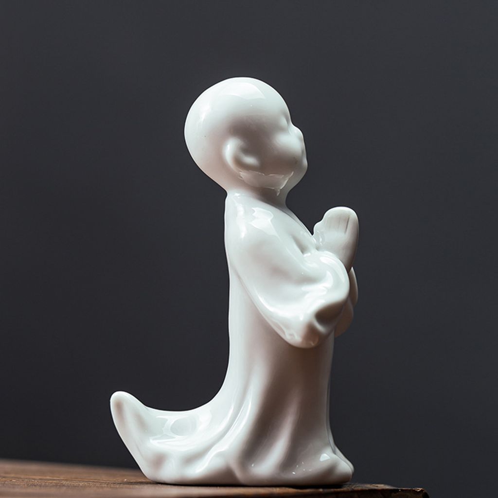 Porcelain Little Monk Sculpture – Minimalist Meditation Decor | Zen Ara Grove