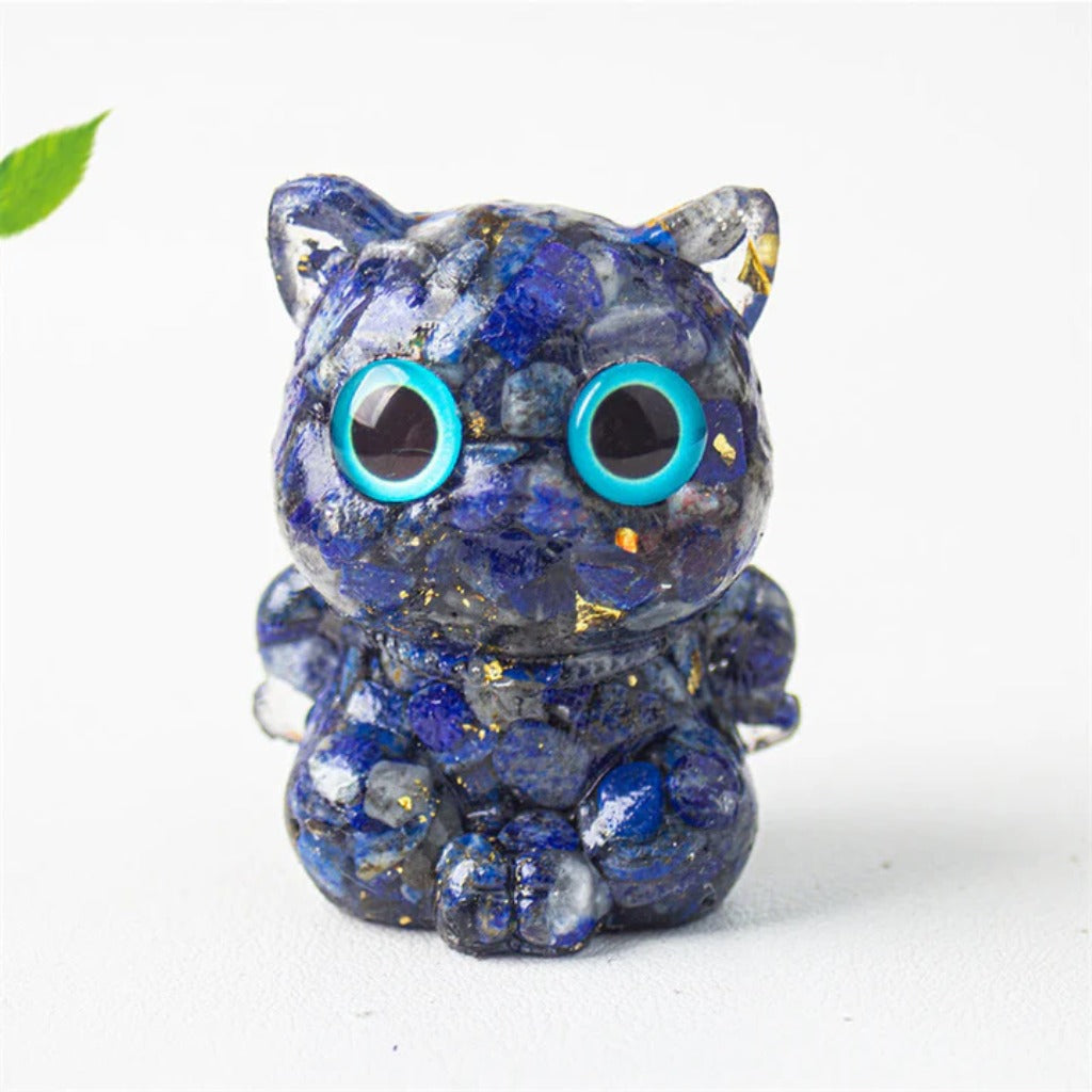 TODAY ONLY! Cute Cat Lazurite Amethyst Black Obsidian Aquamarine Crystal Resin Positive Home Decoration | Zen Ara Grove