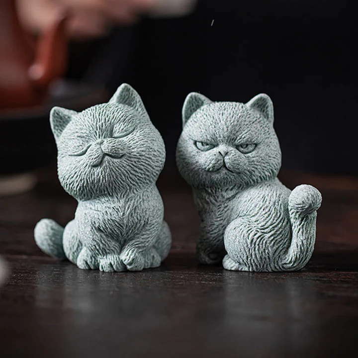 TODAY ONLY! Small Cat Home Tea Pet Figurine Desk Decoration | Zen Ara Grove