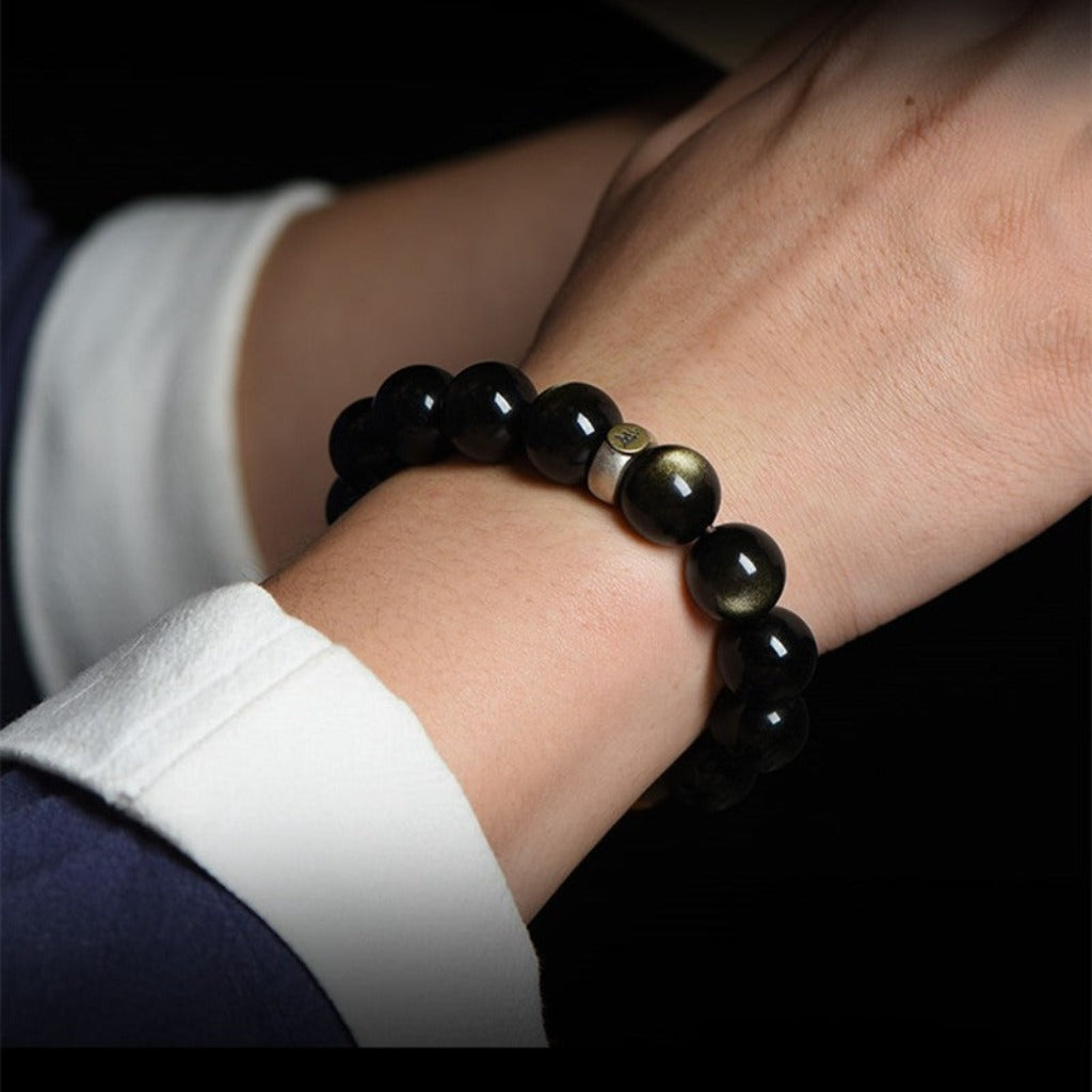 Wealth Beast Gold-Sheen Bracelet: Tiger Eye & Pi Xiu Fortune Magnet