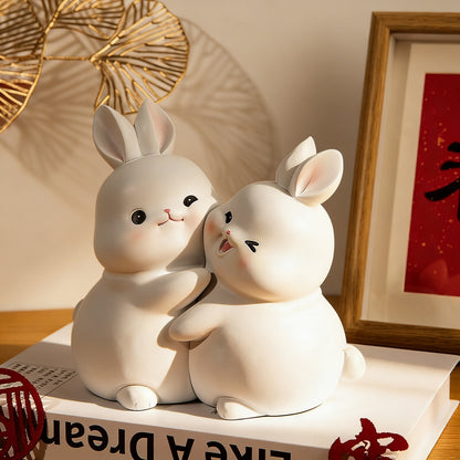 Bunny & Duck Hug Figurine Set – Symbol of Warmth & Blessing | Zen Ara Grove