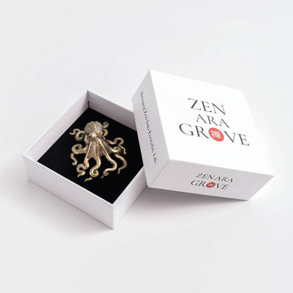 Tiny Brass Octopus Sculpture – Ocean-Inspired Charm in a Pocket Size | Zen Ara Grove