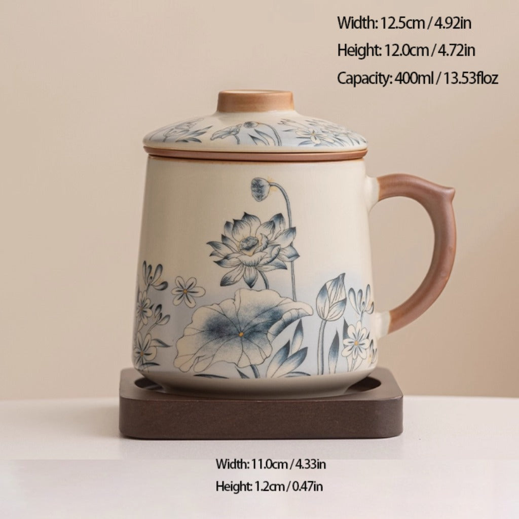 Ru Kiln Glaze Ceramic Teacup – Animal & Nature Motifs, Symbol of Harmony and Good Fortune | Zen Ara Grove