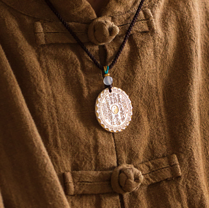 Daoist Harmony Copper Pendant – Mountain Ghost Hua Qian with Yin-Yang Bagua Design | Zen Ara Grove