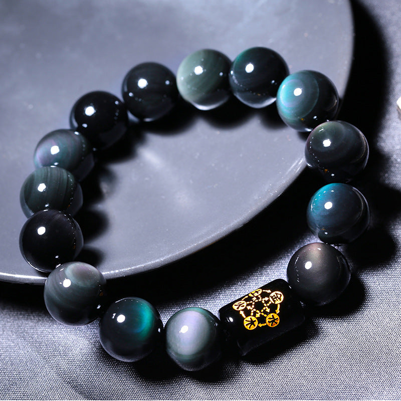 TODAY ONLY! Natural Obsidian Bracelet – Rainbow Eye Design for Strength & Clarity | Zen Ara Grove