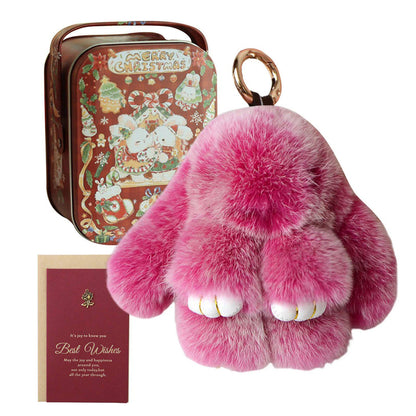 Fluffy Bunny Keychain – Symbol of Warm Blessing | Zen Ara Grove