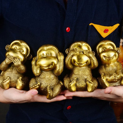 Zodiac Brass Monkey Statues – "Four-Nos" Wisdom & Mindfulness Décor | Zen Ara Grove