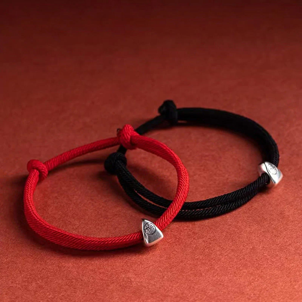 Adjustable Hand-Braided S925 Sterling Silver Fu Bracelet — Blessing & Strength