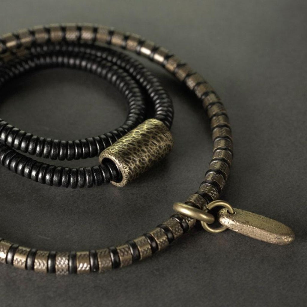 Rustic Brass with Blackwood Wristband | Zen Ara Grove