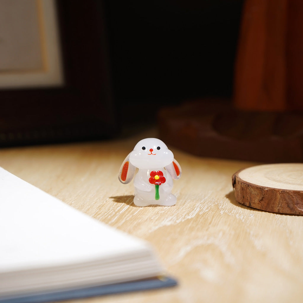 "Bunny Gathering"Handcrafted Glass Figurines – A Scene of Joy and Innocence  | Zen Ara Grove