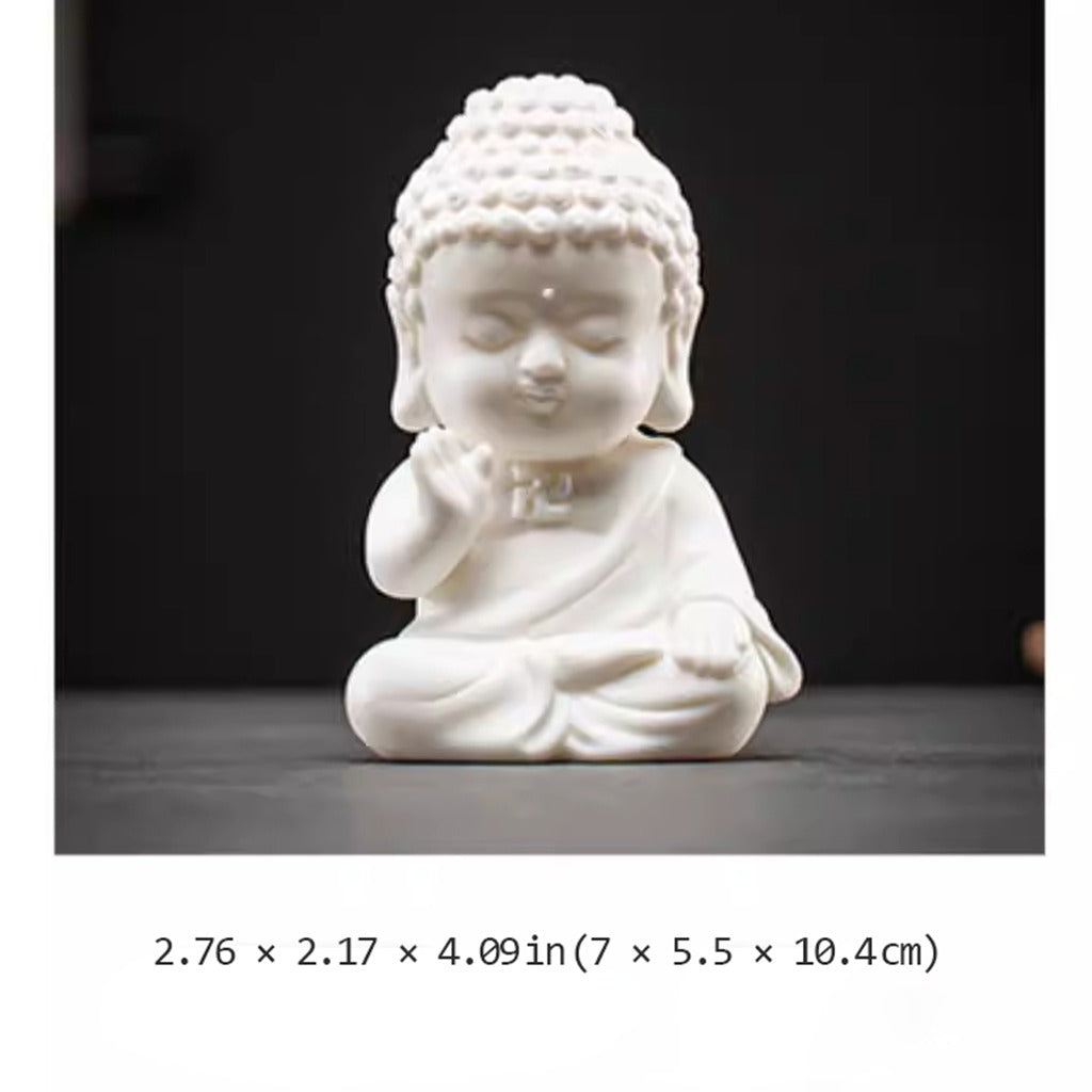 Handcrafted High-Fired White Ceramic Tathagata Figurine – Elegant Zen Serenity | Zen Ara Grove
