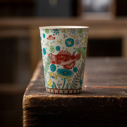 Vintage Fish & Algae Pattern Gongfu Teacup | Zen Ara Grove