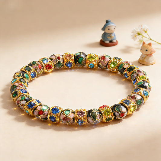 Handcrafted Cloisonné Beaded Bracelet – Symbol of Blessing and Heritage | Zen Ara Grove