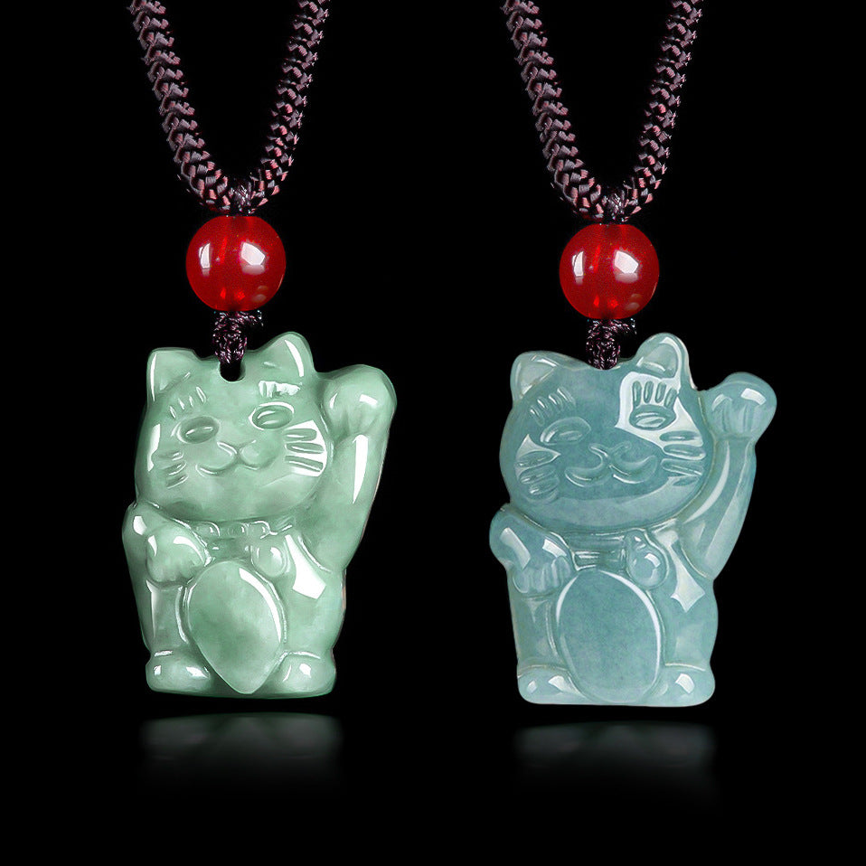 Lucky Cat Jade Abundance Necklace Pendant | Zen Ara Grove