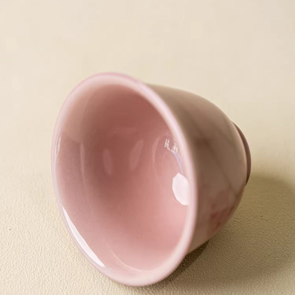 Pink Hand-Painted Magnolia Ceramic Teacup – Artistic Color Glaze Drinkware | Zen Ara Grove