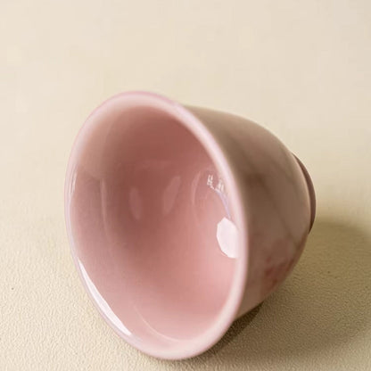 Pink Hand-Painted Magnolia Ceramic Teacup – Artistic Color Glaze Drinkware | Zen Ara Grove