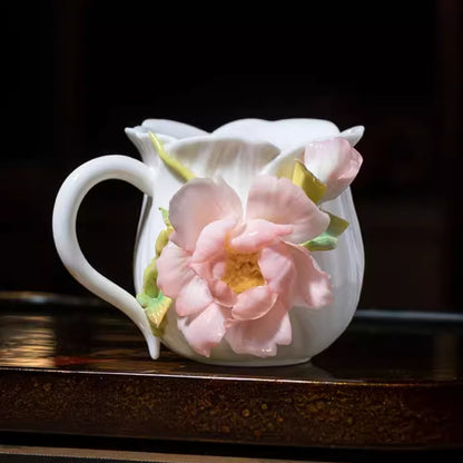 Limited Time Offer · Handcrafted Heritage Porcelain Cup – Tulip Blossoms Growing from the Surface | Zen Ara Grove