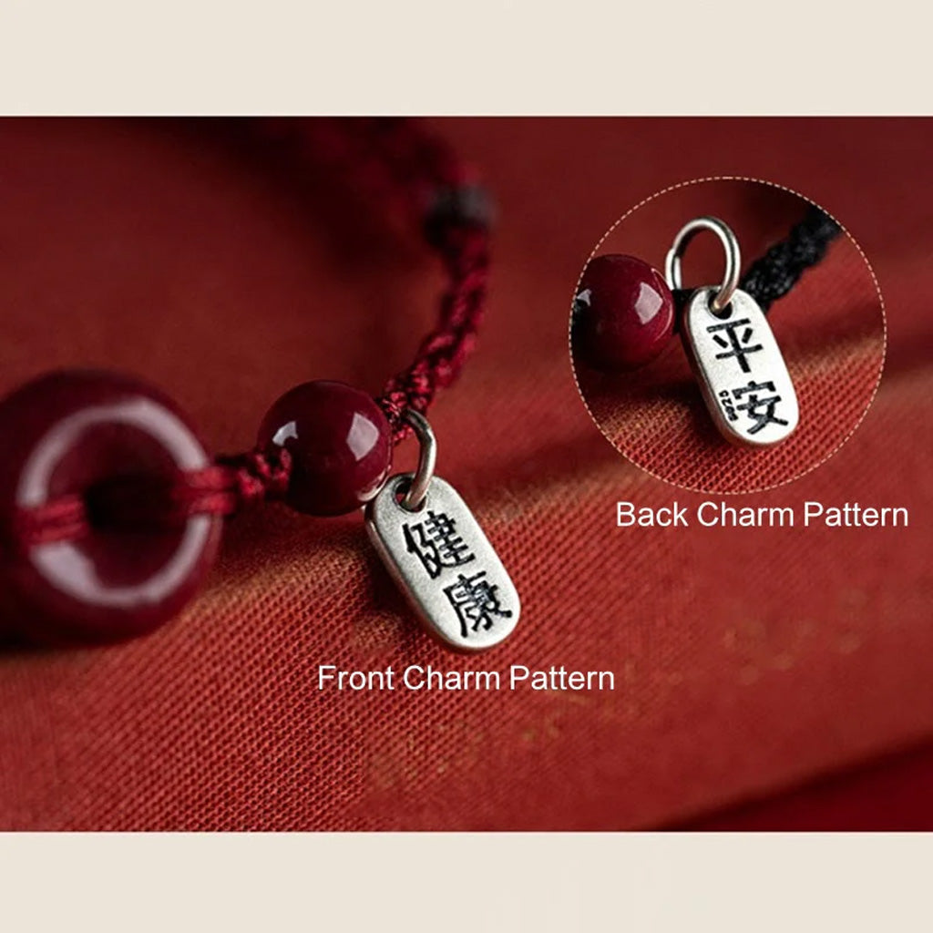Adjustable Cinnabar Peace Buckle Cord Bracelet — Balance & Good Wishes