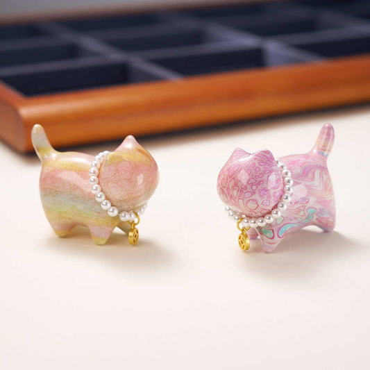 Sandalwood Lucky Mini Cat Lacquer Craft Healing Decoration Random Color(Blind Box) | Zen Ara Grove