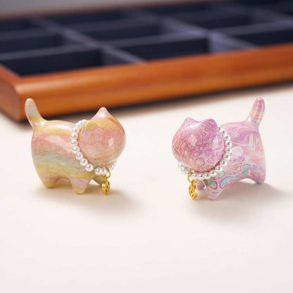 Sandalwood Lucky Mini Cat Lacquer Craft Healing Decoration Random Color(Blind Box) | Zen Ara Grove