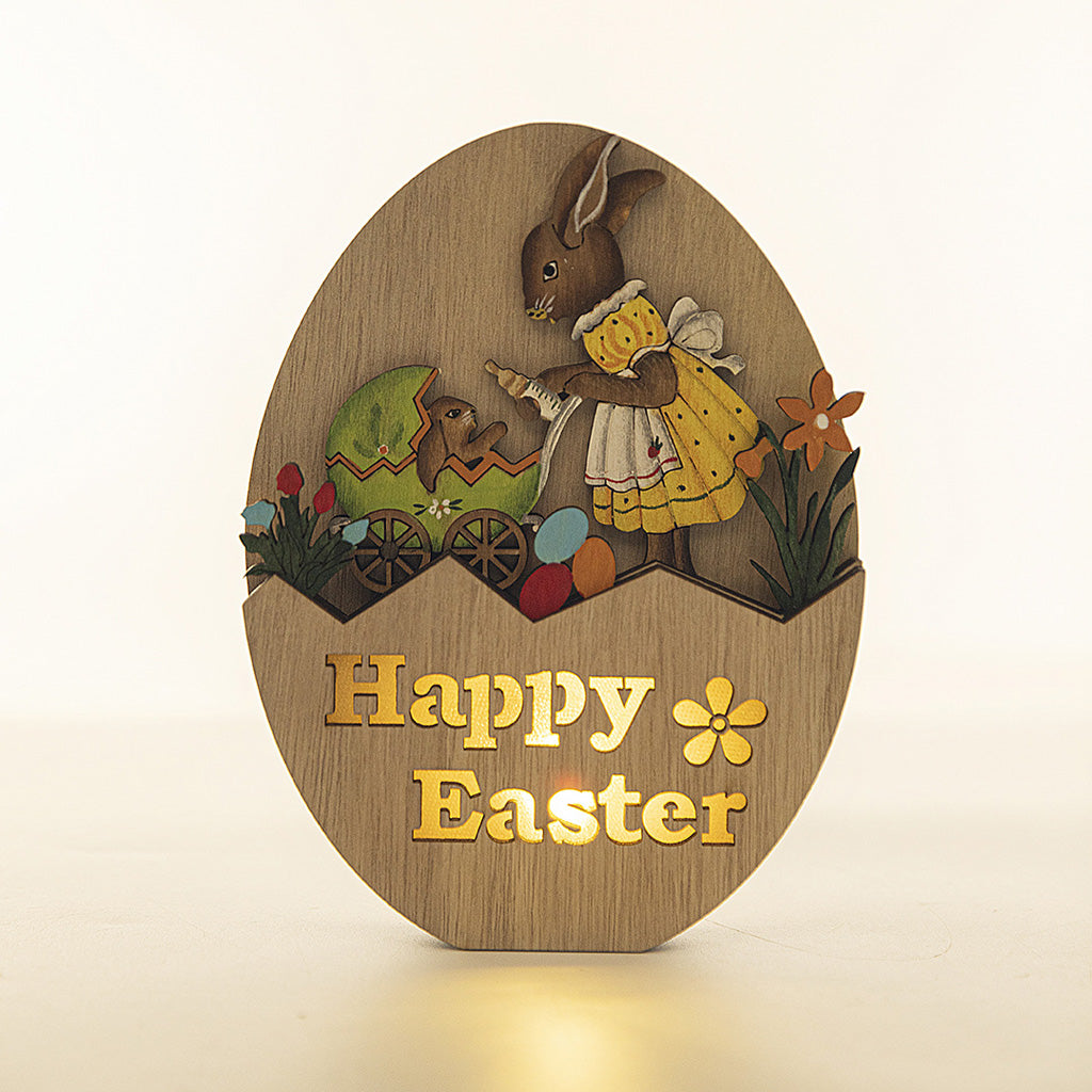 Easter Wooden LED Bunny & Chicken Décor – Symbol of Light & Hope | Zen Ara Grove