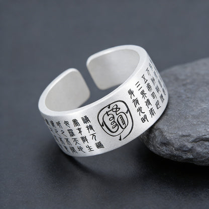 Copper Adjustable Taoist Mantra Ring with Taiji & Bagua Symbols – Protection & Harmony | Zen Ara Grove