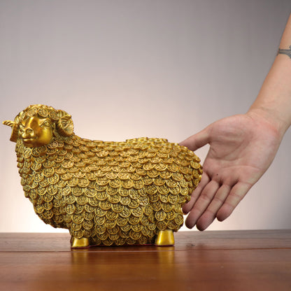 Brass Lucky Sheep Figurine – Symbol of Peace, Prosperity, and Blessings | Zen Ara Grove
