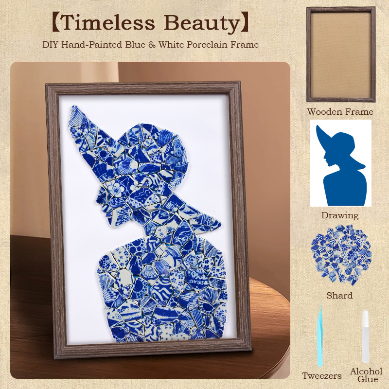 Handmade DIY Blue and White Porcelain Mosaic Ceramic Painting | Zen Ara Grove