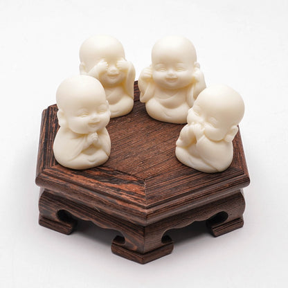 Limited Time Offer · Hand-Carved Tagua Nut "The Four Little Zen Monks" Figurines | Zen Ara Grove