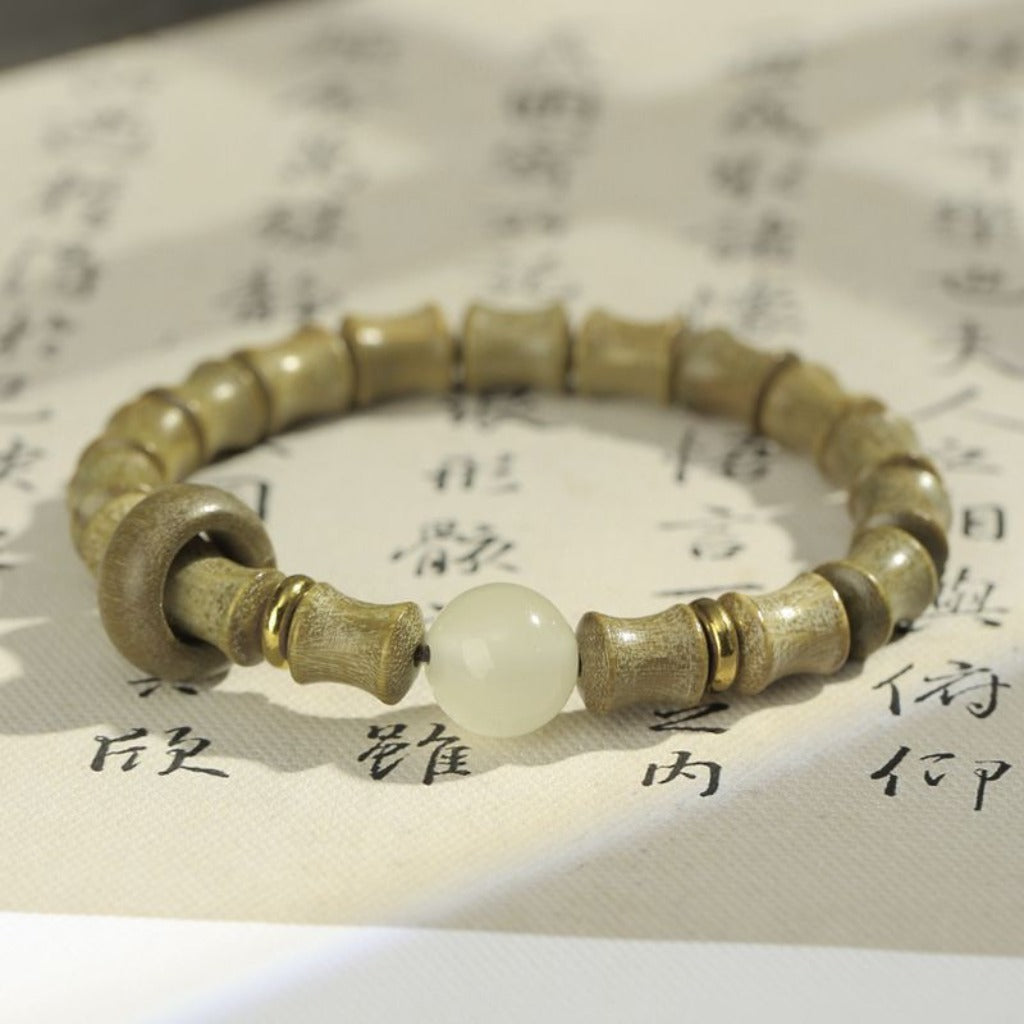 Zen Lotus Beads Bracelet – Natural Green Sandalwood Calm | Zen Ara Grove