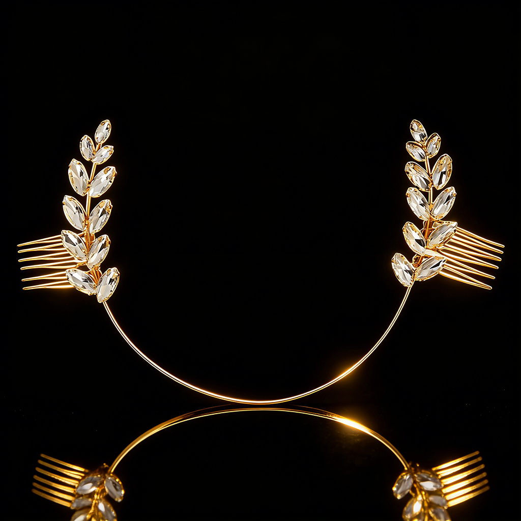 Rhinestone Olive Leaf Hair Accessory – Elegant Symbol of Peace | Zen Ara Grove