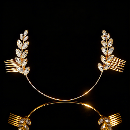 Rhinestone Olive Leaf Hair Accessory – Elegant Symbol of Peace | Zen Ara Grove