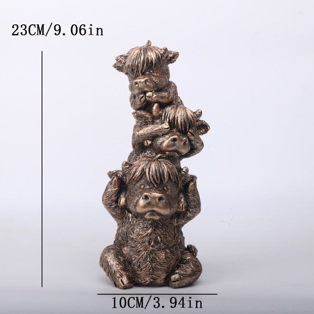 Western-Style Resin Highland Cows – "See No Evil, Hear No Evil, Speak No Evil"Home Decor | Zen Ara Grove