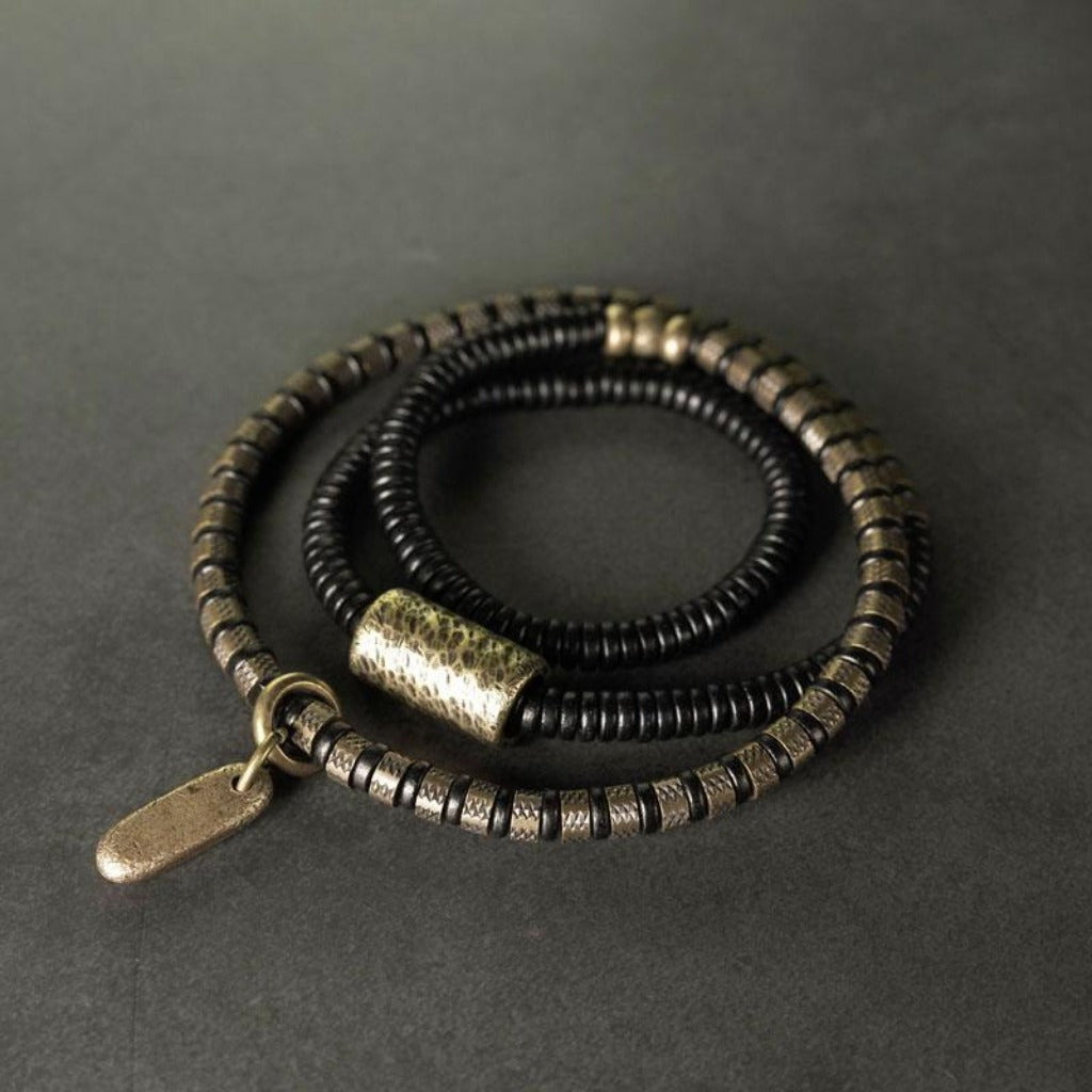 Rustic Brass with Blackwood Wristband | Zen Ara Grove