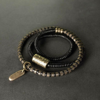 Rustic Brass with Blackwood Wristband | Zen Ara Grove