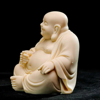 Tagua Nut Laughing Buddha Statue — Symbol of Joy and Good Fortune | Zen Ara Grove