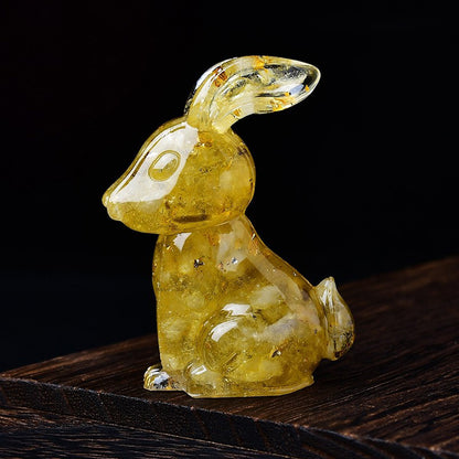 Handmade Epoxy Resin Rabbit Decor – Embedded Natural Healing Crystals | Zen Ara Grove