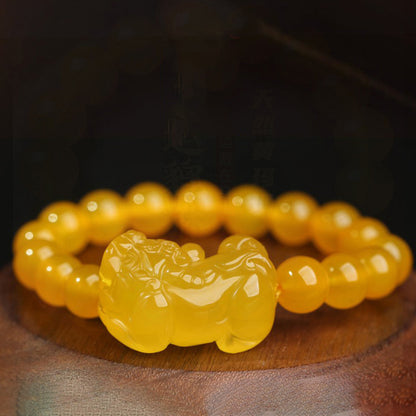 Handcrafted Yellow Chalcedony Pixiu Bracelet – Wealth & Prosperity | Zen Ara Grove