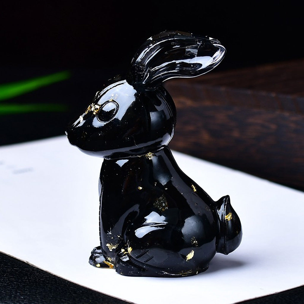Handmade Epoxy Resin Rabbit Decor – Embedded Natural Healing Crystals | Zen Ara Grove