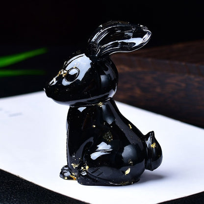 Handmade Epoxy Resin Rabbit Decor – Embedded Natural Healing Crystals | Zen Ara Grove