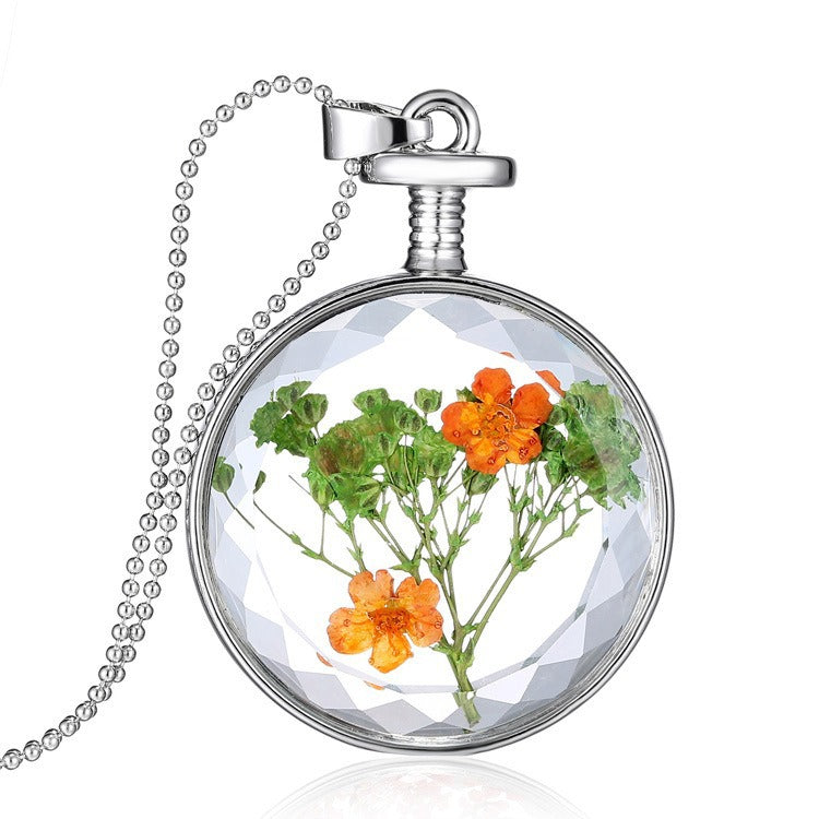 Round Real Flower Necklace – Nature’s Beauty, Forever Close | Zen Ara Grove