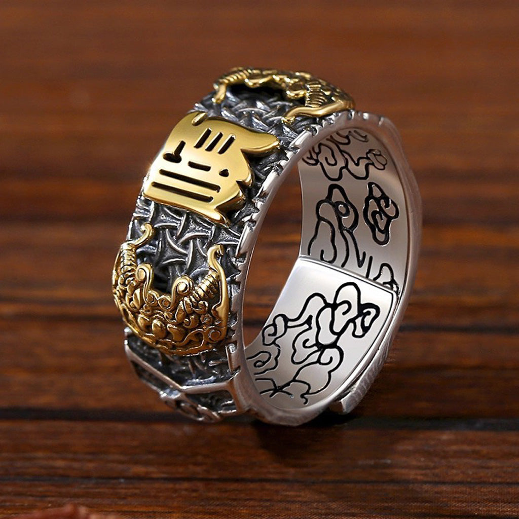 Handcrafted Copper Pixiu Ring with Shun Symbol – Wealth & Good Fortune | Zen Ara Grove