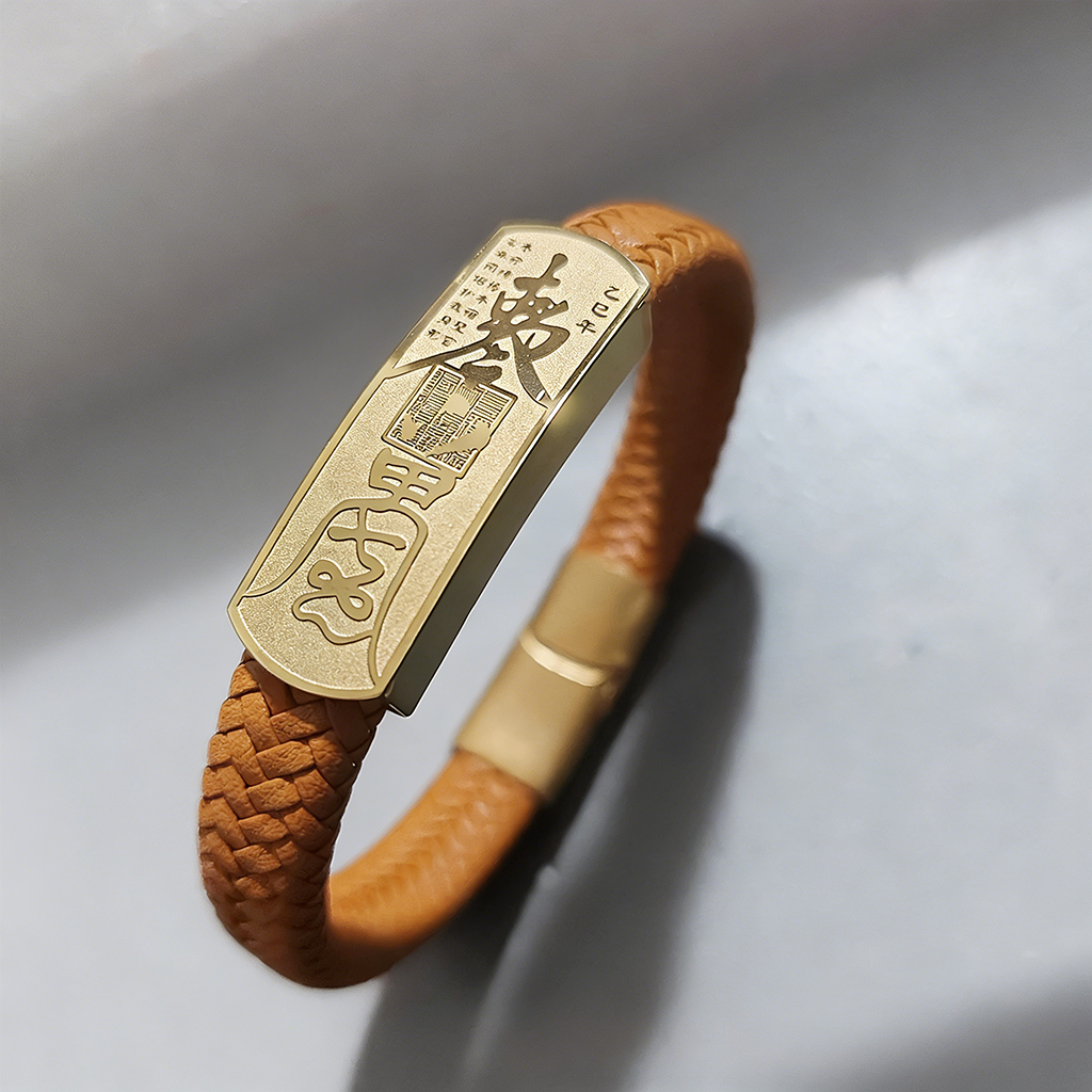 Orange Taisui Talisman Titanium Bracelet – Symbol of Protection and Courage | Zen Ara Grove