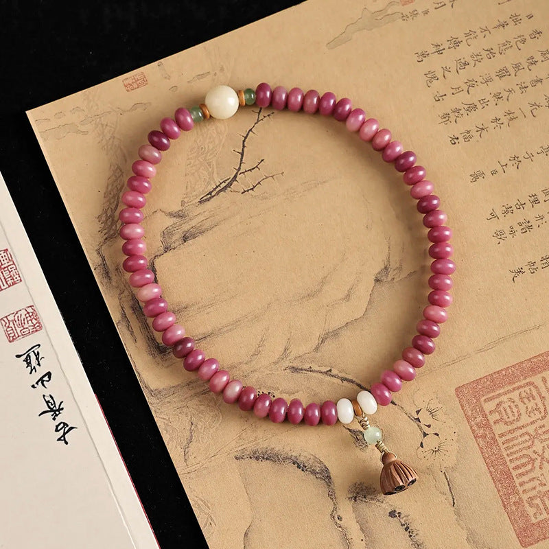 $9.99 LIMITED TIME OFFER Lotus Pod & Pink Bodhi Bead Handmade Wristband | Zen Ara Grove